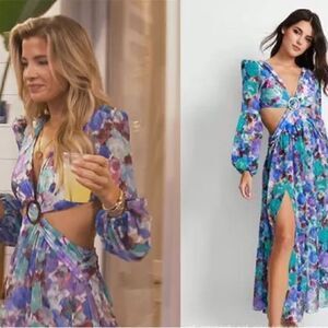 patbo violet cutout beach dress Printed Lurex Cutout Mini Dress